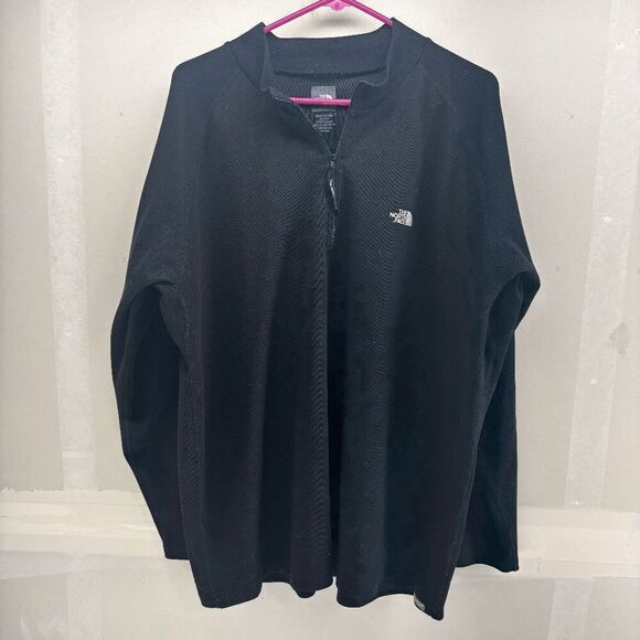VTG The North Face Mid layer Mens 2XL 1/4 Zip Black Vaporwick Pullover Shirt - Picture 1 of 4